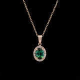 14K Yellow Gold Green Tourmaline And Diamond Halo Pendant With 18 Inch Diamond Cut Cable Chain With Spring Ring