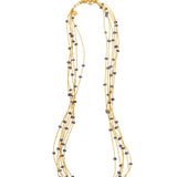 18K And 24K Yellow Gold Multi Stand Sapphire and Gold Bead Necklace