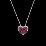 18K White Gold Ruby And Diamond Heart Necklace, 16 Inches