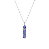 14K White Gold Three Stone Tanzanite Pendant With Diamond Accents And 18 Inch Chain