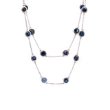18K White Gold 19.18ctw Sapphire Station Necklace, 36 Inches