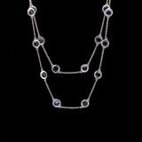 18K White Gold 19.18ctw Sapphire Station Necklace, 36 Inches