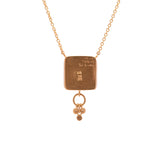 18K And 24K Yellow Gold Square Bezel Set Turquoise Necklace With Diamond Accents
