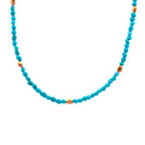 24K Yellow Gold And Sterling Silver Turquoise And Gold Bead Necklace, 18 Inches
