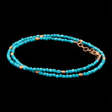 24K Yellow Gold And Sterling Silver Turquoise And Gold Bead Necklace, 18 Inches