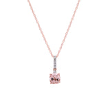 14K Rose Gold Morganite And Diamond Pendant With 18 Inch Chain