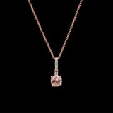 14K Rose Gold Morganite And Diamond Pendant With 18 Inch Chain