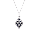14K White Gold Sapphire And Diamond Woven Pendant With 18 Inch Chain