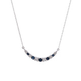 14K White Gold Sapphire And Diamond Crescent Necklace, 18 Inches