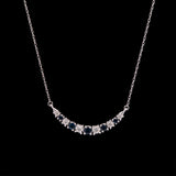 14K White Gold Sapphire And Diamond Crescent Necklace, 18 Inches