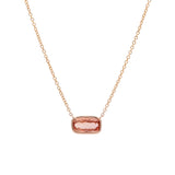 14K Yellow Gold Bezel Set Rectangular Imperial Topaz Necklace, 18 Inches
