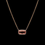14K Yellow Gold Bezel Set Rectangular Imperial Topaz Necklace, 18 Inches