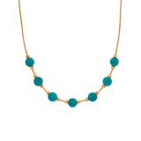 18K Yellow Gold Turquoise And Gold Bead Necklace, 17-18 Inches