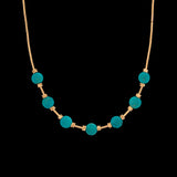 18K Yellow Gold Turquoise And Gold Bead Necklace, 17-18 Inches