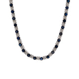 14K White Gold Sapphire And Diamond Line Necklace