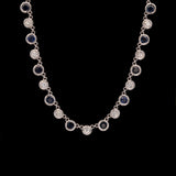 14K White Gold Bezel Set Sapphire And Diamond Station Necklace