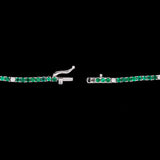14K White Gold Emerald And Diamond Line Necklace, 18 Inches