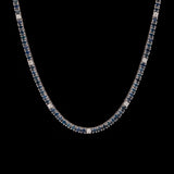 14K White Gold Sapphire And Diamond Line Necklace