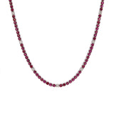14K White Gold 7.18ctw Ruby And Diamond Line Necklace, 16 Inches