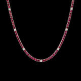 14K White Gold 7.18ctw Ruby And Diamond Line Necklace, 16 Inches