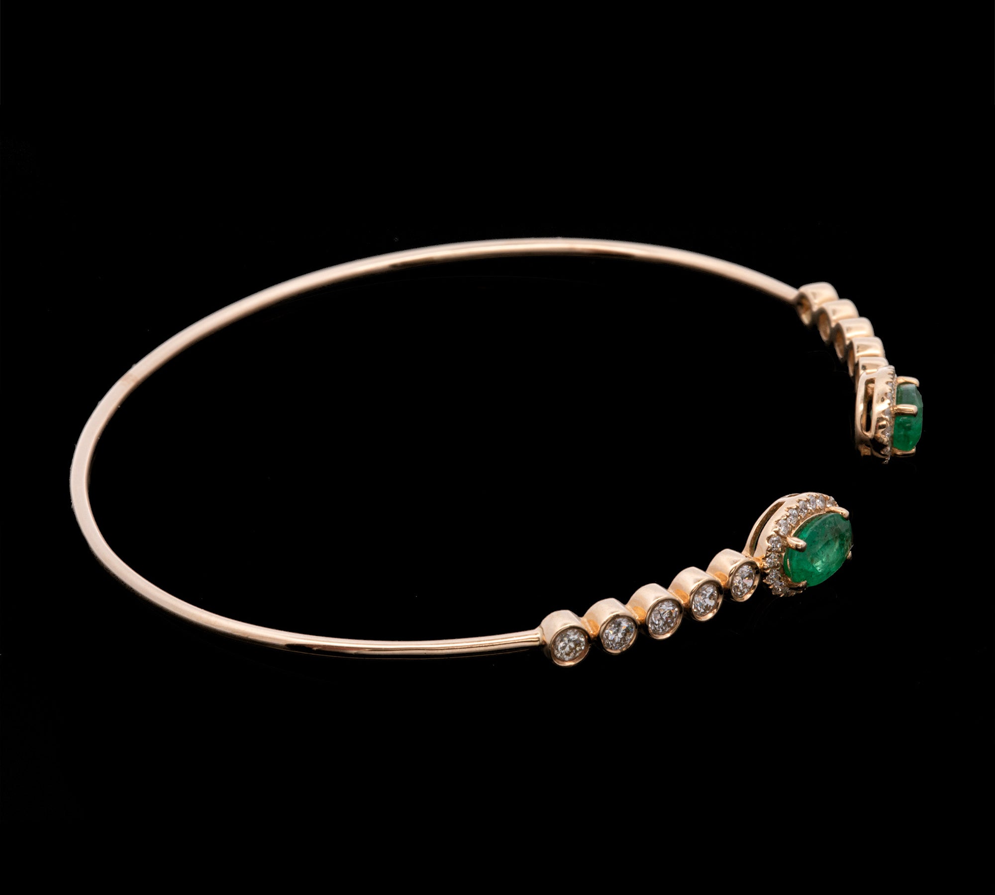 14K Yellow Gold Emerald And Diamond Bracelet