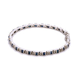 14K White Gold Sapphire And Diamond Bracelet, 7.25 Inches