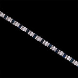 14K White Gold Sapphire And Diamond Bracelet, 7.25 Inches