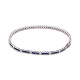 18K White Gold Sapphire And Diamond Bezel Line Bracelet, 7.1 Inches