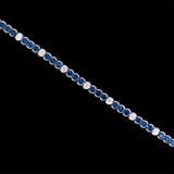 18K White Gold Sapphire And Diamond Bezel Line Bracelet, 7.1 Inches