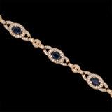 14K Yellow Gold Sapphire And Diamond Bracelet,7 Inches