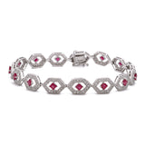 14K White Gold Ruby And Diamond Bracelet