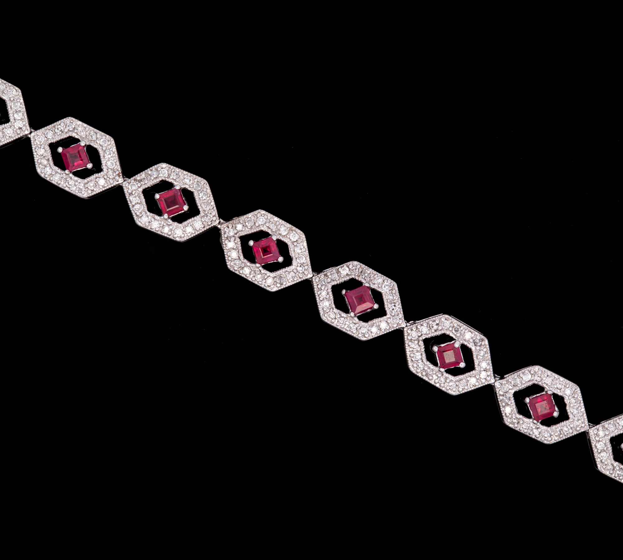 14K White Gold Ruby And Diamond Bracelet