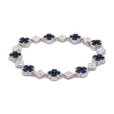 18K White Gold Sapphire And Diamond Clover Bracelet