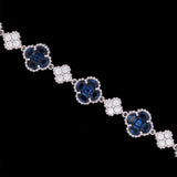 18K White Gold Sapphire And Diamond Clover Bracelet