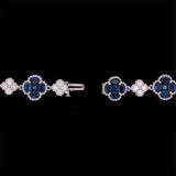 18K White Gold Sapphire And Diamond Clover Bracelet