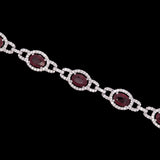 18K White Gold Oval Ruby And Diamond Bracelet