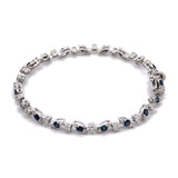 14K White Gold Sapphire And Diamond Bracelet, 7 Inches