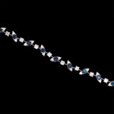 14K White Gold Sapphire And Diamond Bracelet, 7 Inches