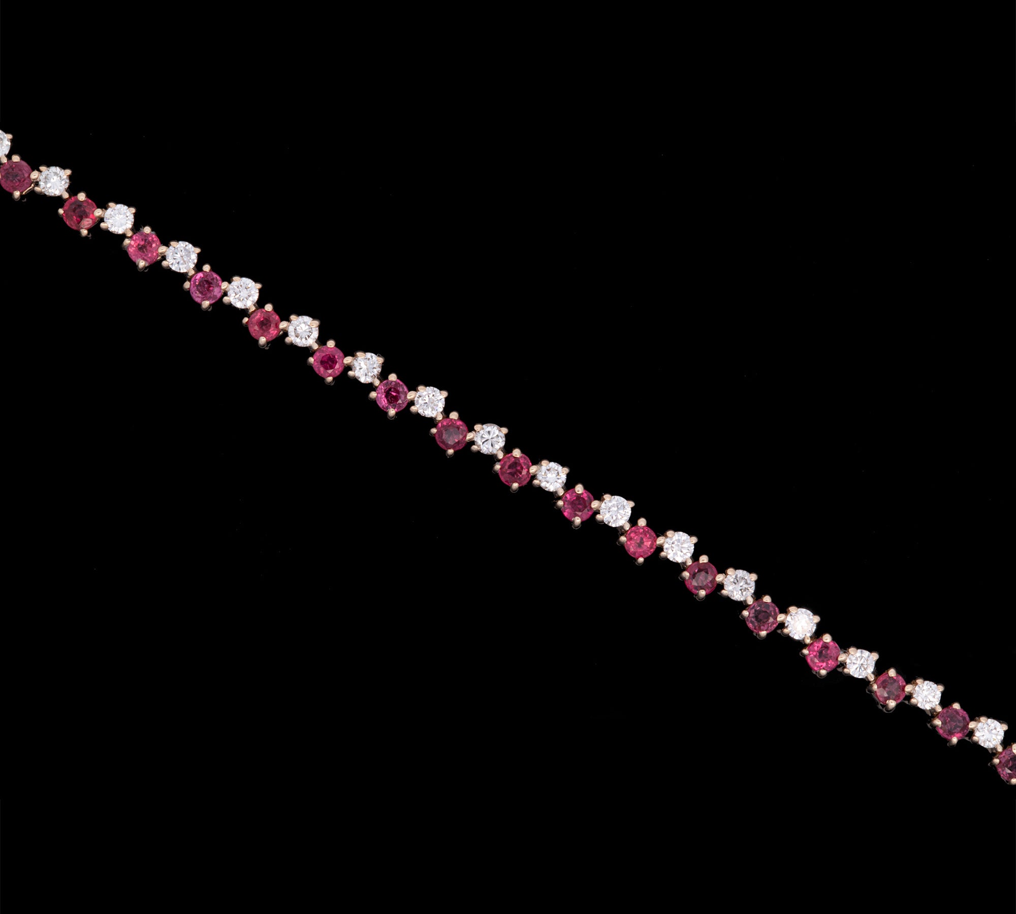 14K Yellow Gold Ruby And Diamond Bracelet, 7 Inches