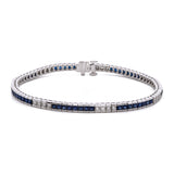 18K White Gold Channel Set Sapphire And Diamond Bracelet