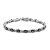 18K White Gold Oval Sapphire and Diamond Bracelet