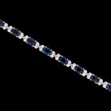 18K White Gold Oval Sapphire and Diamond Bracelet