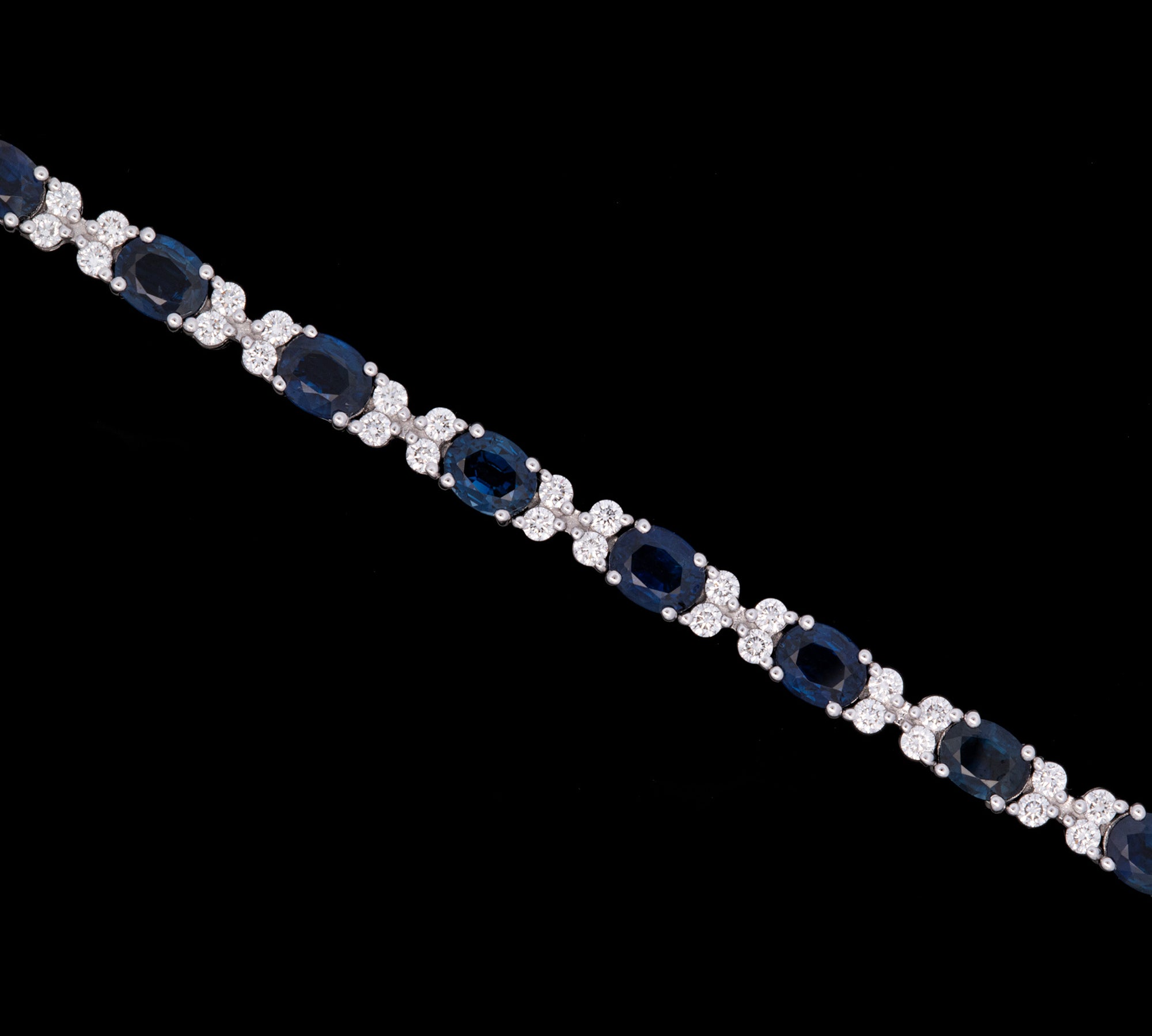 18K White Gold Oval Sapphire and Diamond Bracelet