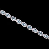 14K White Gold Aquamarine And Diamond Halo Bracelet