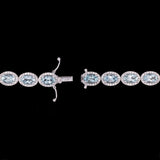 14K White Gold Aquamarine And Diamond Halo Bracelet