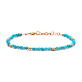 24K Yellow Gold And Sterling Silver Turquoise And Gold Bead Bracelet
