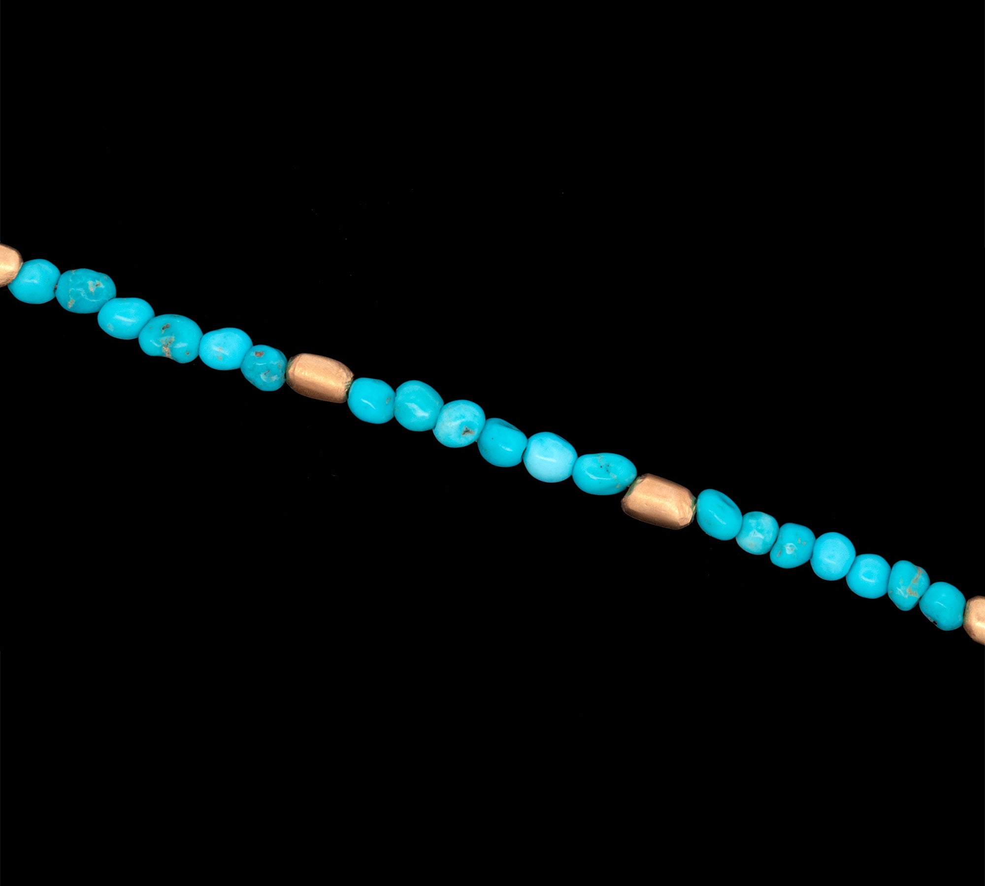 24K Yellow Gold And Sterling Silver Turquoise And Gold Bead Bracelet