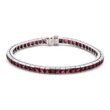 Platinum Square Cut Ruby Line Bracelet