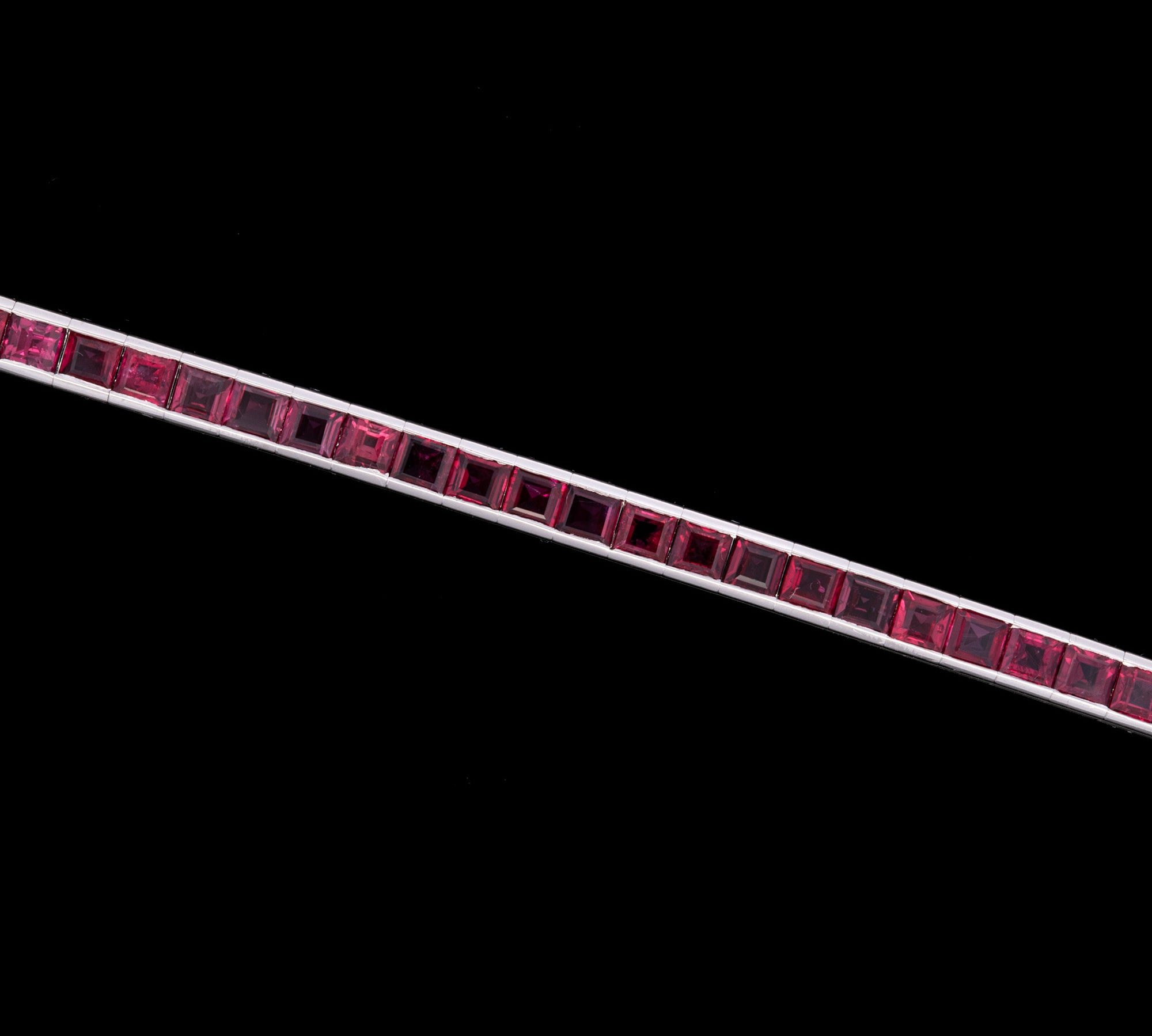 Platinum Square Cut Ruby Line Bracelet