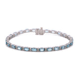 18K White Gold Oval Aquamarine And Diamond Bracelet